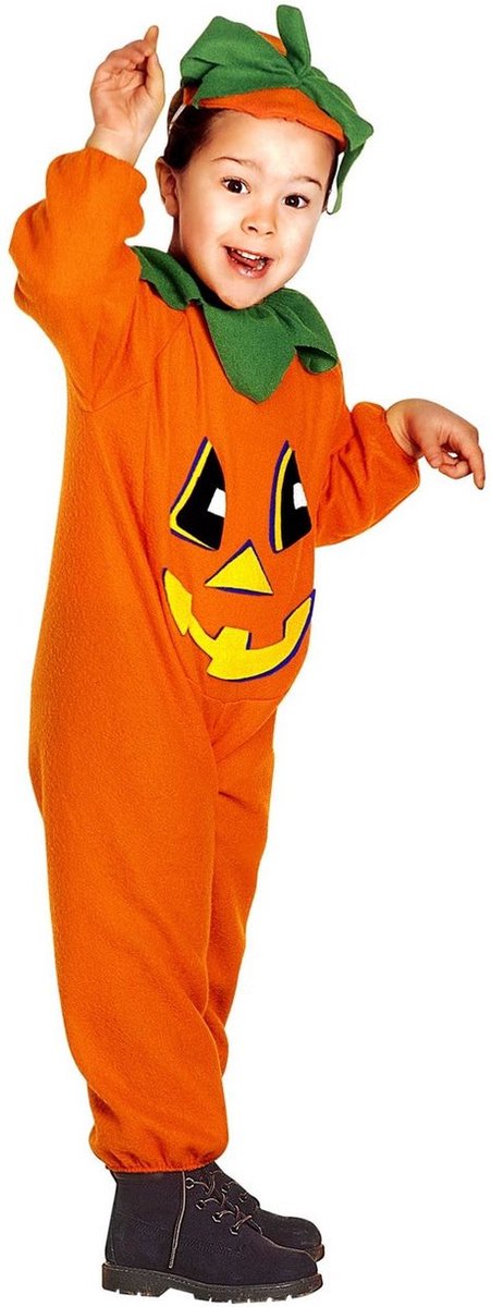 Pompoen Kostuum | Kleine Oranje Grijnzende Pompoen Kind Kostuum | Maat 104 | Halloween | Verkleedkleding